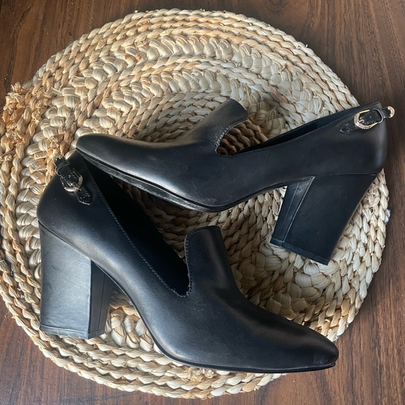 Nine West Black Heel Size 8 Leather Office Neutral Business Contemporary Event - Picture 14 of 14